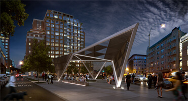 A nighttime rendering of Studio a+i's design for the AIDS Memorial Park in the West Village. | NEW YORK CITY AIDS MEMORIAL