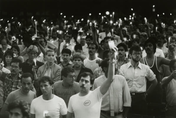 The crowd assembled at Manhattan vigil in May 1983. | LEE SNIDER / COURTESY OF NEW-YORK HISTORICAL MUSEUM & LIBRARY