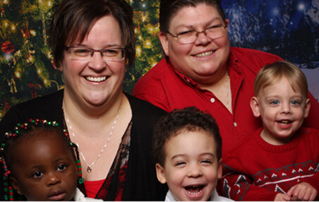 April DeBoer, left, Jayne Rowse, and their children. | DEBOER ROWSE ADOPTION LEGAL FUND