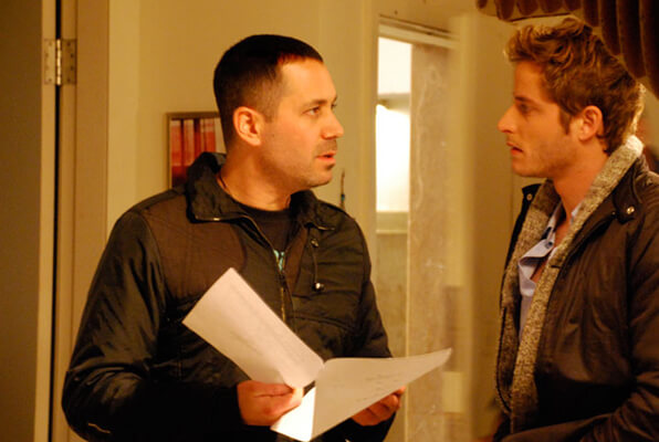 “Out in the Dark” director Michael Mayer with one of the film’s stars, Michael Aloni. | EREZ MAYA/ BREAKING GLASS PICTURES 