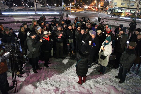 Vigil attendees at Columbus Circle. | MICHAEL LUONGO