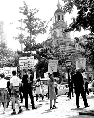 Marchers in the Annual Reminder outside Independence Hall. |  GAY PIONEERS/ EQUALITY FORUM 