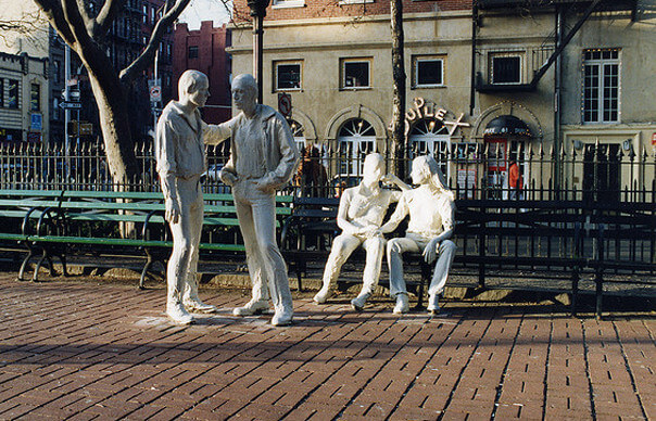 George Segal's "Gay Liberation" sculpture in Christopher Park.
