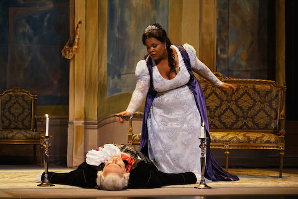 Latonia Moore and Carlo Guelfi in the NYCO Renaissance production of "Tosca." | SUSAN SHATZ