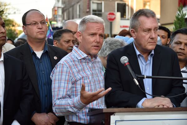 City Councilmembers Barry Grodenchik, Jimmy Van Bramer, and Daniel Dromm. | JOHN McCARTEN/ NEW YORK CITY COUNCIL