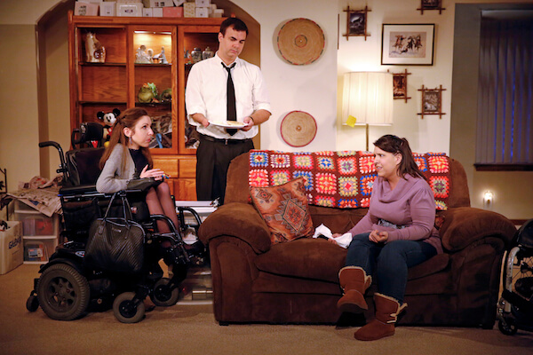 Shannon DeVido, David Harrell, and Jamie Petrone in Samuel D. Hunter’s “The Healing,” at Clurman Theatre at Theatre Row through July 16. | CAROL ROSEGG