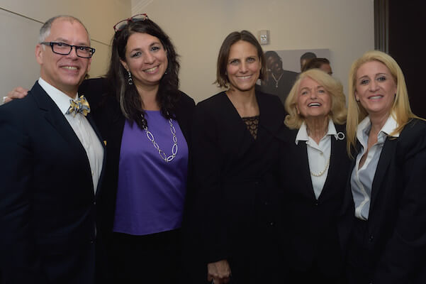 Jim Obergefell, the 2105 Supreme Court marriage equality victor, with Callen-Lorde’s Wendy Stark, Glennda Testone, executive director of the LGBT Community Center, Edie Windsor, and her spouse, Judith Kasen. | DONNA ACETO 