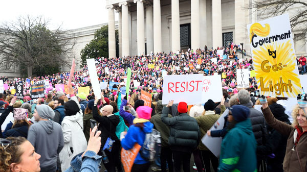Crowds gathered near the West Building of the National Gallery of Art for the rally that preceded the massive march. | DONNA ACETO