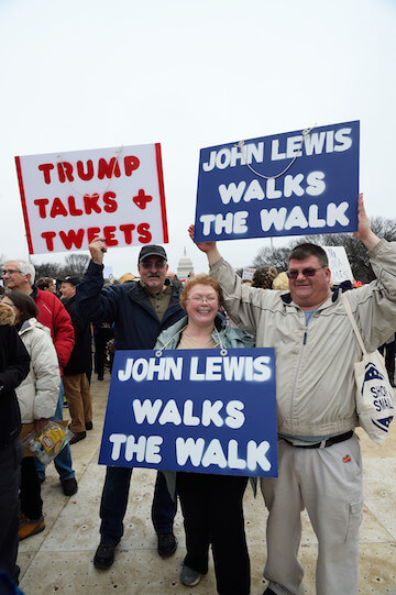 The new president’s diss of Georgia Congressmember John Lewis, a Civil Rights Movement hero, was still fresh in marchers’ minds. | DONNA ACETO
