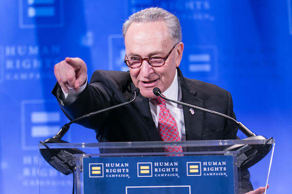 New York Senator Chuck Schumer addressing the New York dinner of the Human Rights Campaign earlier this year. | JEFFREY HOLMES/ HRC