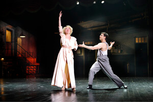 Holly Dale Spencer as Lois Lane and Alex Garcia as Bill Calhoun in “Kiss Me, Kate” at the Old Vic. | CATHERINE ASHMORE