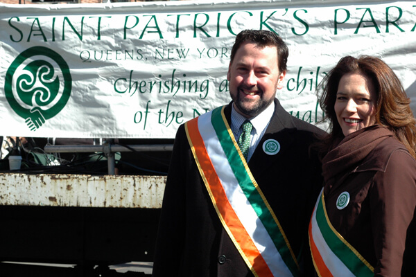 St. Pat’s For All grand marshals Aidan Connolly and Pauline Turley from the Irish Arts Center. | GRCC