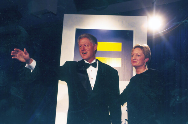 President Bill Clinton with Elizabeth Birch, the executive director of the Human Rights Campaign, when he addressed the LGBT rights group during his second term in office. | HRC 