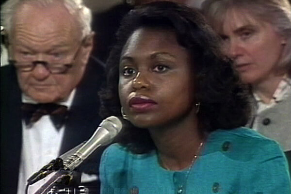 Anita Hill at the 1991 Senate Judiciary Committee hearings on Clarence Thomas’ nomination to the Supreme Court. | AMERICAN FILM FOUNDATION."