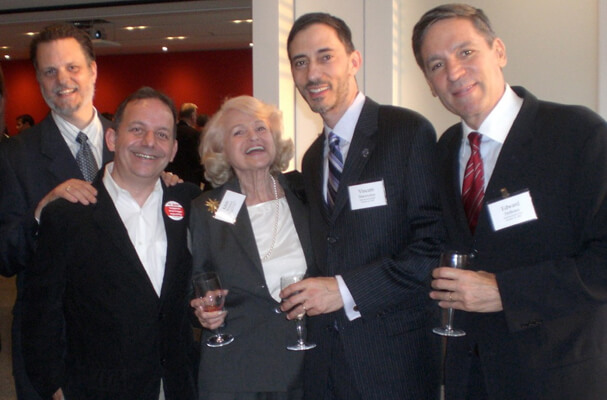 Edie Windsor with (l. to r.) Tom Moulton and husband Brendan Fay and Vinnie Maniscalco and husband Ed DeBonis. | COURTESY: BRENDAN FAY 