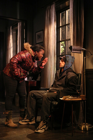 Heather Alicia Simms and Jordan Geiger in Ken Urban's "The Correspondent." | JOAN MARCUS