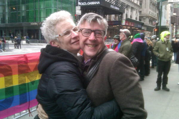 Veteran activists Ann Maguire and Paul O’Dwyer, who have been involved in efforts to have openly LGBT New Yorkers participate in the annual Fifth Avenue St. Patrick’s Day Parade for years. | ANDY HUMM