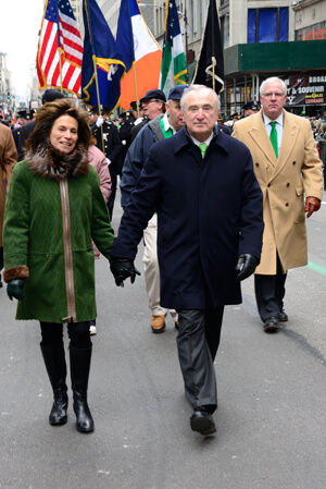 Police Commissioner Bill Bratton and his wife, Rikki Klieman, marching on March 17. | DONNA ACETO