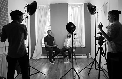 Jessie Levandov and Anna Barsan interviewing writer and activist Darnell Moore and playwright Tarell McCraney. | SIGNIFIED
