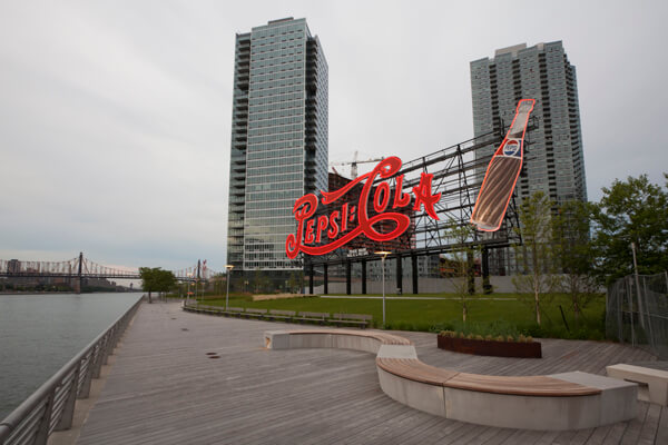 A view of Gantry Plaza with TF Cornerstone’s waterfront buildings then still under construction. | WILL STEACY