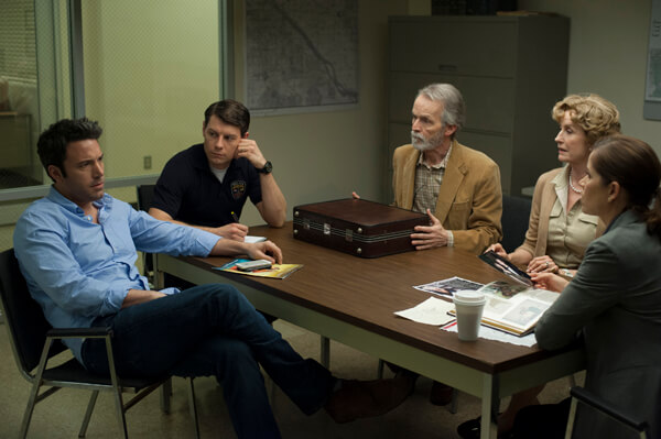 Ben Affleck, Patrick Fugit, David Clennon, Lisa Barnes, and Kim Dickens in by David Fincher’s “Gone Girl,” based on the novel by Gillian Flynn.  | MERRICK MORTON 