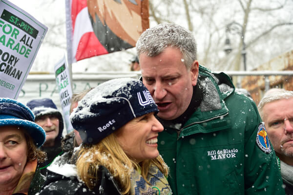 Mayor Bill de Blasio and grand marshal Kerry Kennedy at the March 1 St. Pat's for All Parade in Sunnyside, Queens. | DONNA ACETO