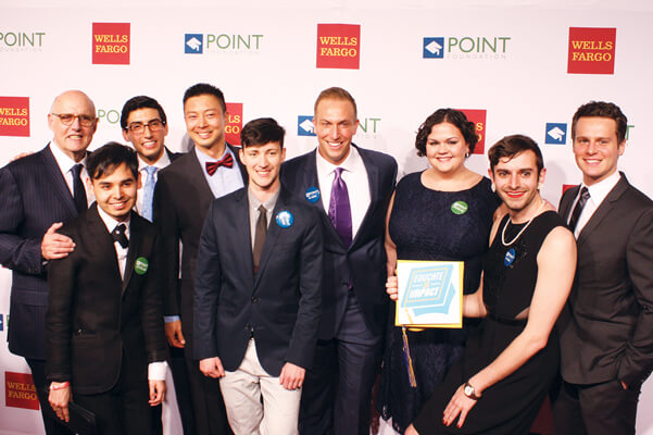 Jeffrey Tambor and Jonathan Groff with Point scholars and alumni. | MICHAEL SHIREY