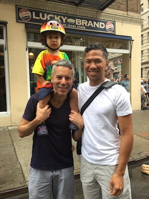 Adam (l.) and Brian, with Milo. | ALICIA GREEN