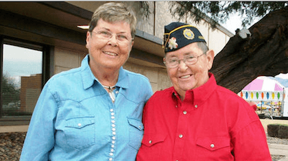 Jean Mixner and Madelynn Lee Taylor at a Veterans Day ceremony.