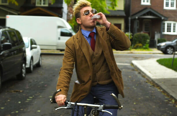 Pat Mills as a vodka-swilling, bike-riding high school guidance counselor in his film “Guidance.” | STRAND RELEASING 