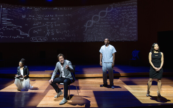 Tessa Thompson, Joshua Jackson, Mahershala Ali, and Anne Son in Lydia R. Diamond's "Smart People," through March 6. | MATTHEW MURPHY