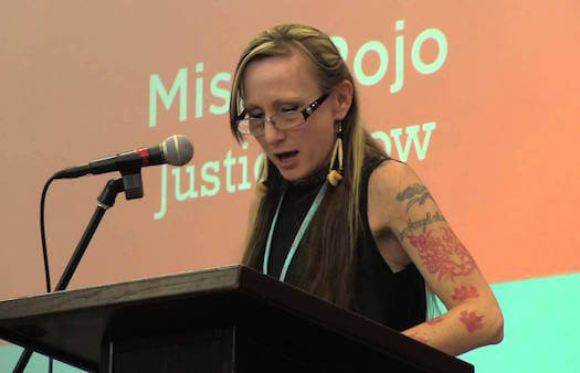 Misty Rojo speaking on behalf of Justice Now at a criminal justice conference. | JUSTICE NOW 