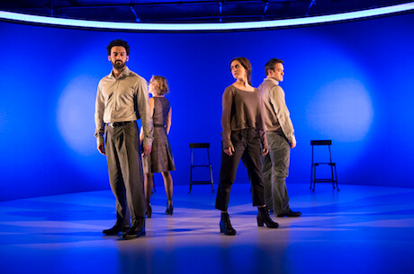 Morgan Spector, Geneva Carr, Heather Lind, and Charlie Cox in Nick Payne’s “Incognito,” directed by Doug Hughes at City Center through July 10. | JOAN MARCUS