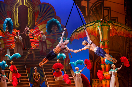 Andrew Atherton and Kevin Atherton (foreground) in Cirque du Soleil’s “Paramour” at the Lyric Theatre. | RICHARD TERMINE