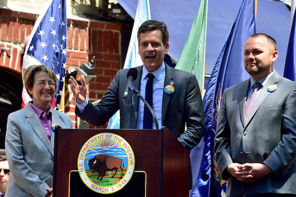 State Senator Brad Hoylman, flanked by Assemblymember Deborah Glick and City Councilmember Corey Johnson. | DONNA ACETO