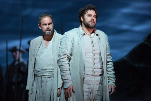 Gerald Finley and Bryan Hymel in Pierre Audi’s production of “Guillaume Tell” at the Met. | MARTY SOHL/ METROPOLITAN OPERA 