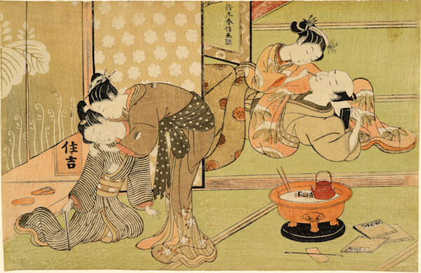 “Two Couples in a Brothel” (1769–1770), a color woodblock print by Suzuki Harunobu (1725–1770). | ROYAL ONTARIO MUSEUM/ SIR EDMUND WALKER COLLECTION/ PHOTO BY BRIAN BOYLE