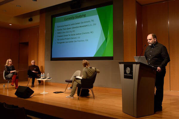 Joseph DeFilippis, a professor at Seattle University, discussed his study of eight small LGBTQ advocacy groups. | ALICE PROUJANSKY 