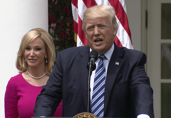 Donald Trump at the May 4 Rose Garden ceremony signing an executive order on "religious liberty." | WHITEHOUSE.GOV